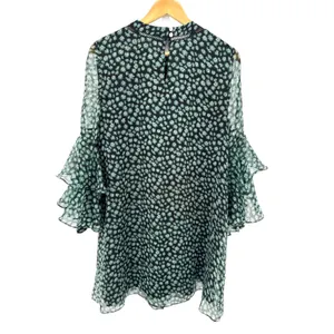 Ranna Gill Anthropologie‎ Floral Mirror Sequin Ruffle Sleeve Mini Dress M thumbnail 5