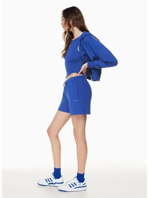 Aritzia TNA Cozy Fleece Boyfriend Mid-Thigh Shorts Blue XS #94293 thumbnail 3