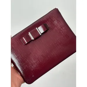 Coach Wristlet Patent Leather F52137 Maroon Burgundy Bow Small Handbag Sherry thumbnail 4