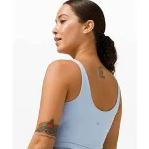 LULULEMON Align Arise Tank in Blue Linen Size 2 Shelf Bra Crop Top thumbnail 7