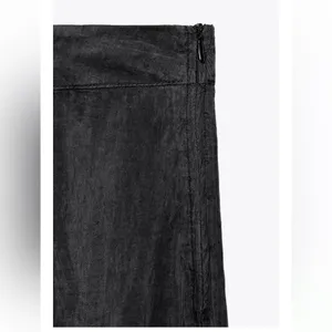 Zara NWT flowy straight leg pants charcoal off black color thumbnail 8