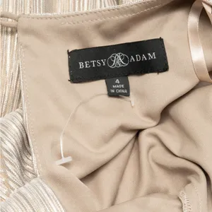 Betsy & Adam - Gold‎ Metallic Pleated Long-Sleeve Mini Dress thumbnail 3