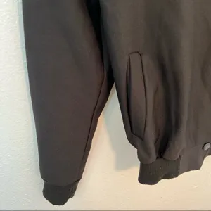 Women's Size Medium Stand Collar‎ Buttons Crop Coat Black White Long Sleeve Snap thumbnail 6