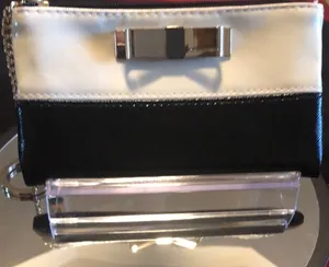 Victorias Secret Black And Off-White Key Ring Purse Pouch Wristlet Wallet thumbnail 1