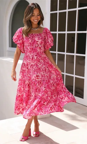 Hello Molly Midi Dress Pink thumbnail 1