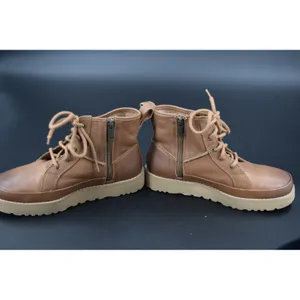 UGG Deconstructed Lace Leather Side Zip Boots Women Brown Good Size 6 Toe Round thumbnail 10