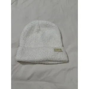 Bebe White Fuzzy Boucle Knit Beanie Logo Winter Hat Y2K One Size thumbnail 2
