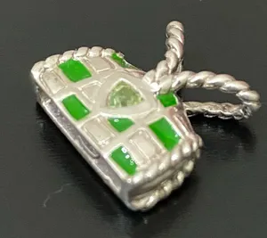 Sterling Silver 925 Green Enameled Peridot Birthstone Purse Bag Pendant 4g. thumbnail 9