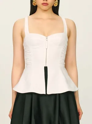 Reformation The Collection Truro Top Size 4 White Bustier Corset‎ Zip Front Tank thumbnail 1