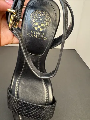 Black Heels Strappy High Heel Textured Sandals Vince Camuto thumbnail 12