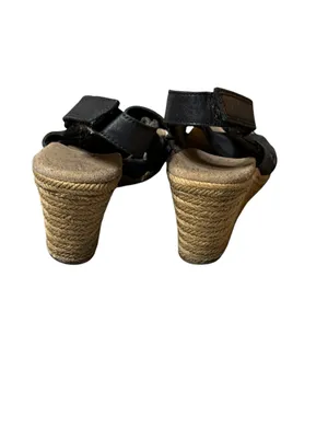 Clarks Lafley Krissy Black Leather Espadrille Wedge Sandals Womens Size 7.5 M thumbnail 3
