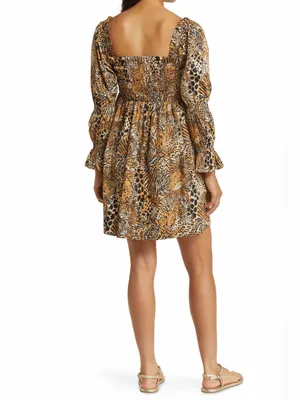 Lilly Pulitzer Beyonca Animal Print Babydoll Mini Dress Rattan Walk On The Wild thumbnail 2