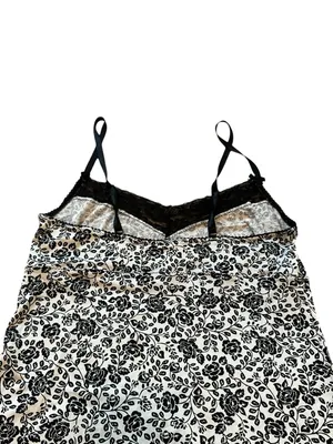 Laura Ashley Babydoll Cami Top White & Black Floral Summer Boho Y2K Size Small thumbnail 4