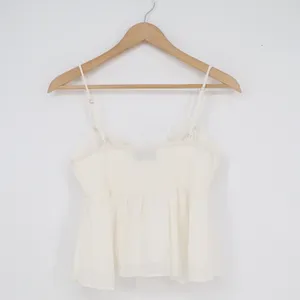 VICI Cream White Ruffle Tie Front Smocked Peplum Camisole Top Small thumbnail 4