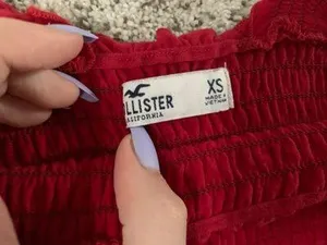 Hollister ruched red cropped tank thumbnail 2