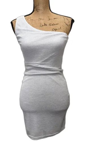 superdown White One Shoulder Glitter Mini Dress Bodycon Party‎ Club Size Medium thumbnail 1