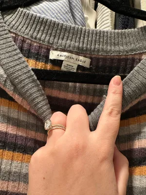 American Eagle Striped Henley Sweater thumbnail 4