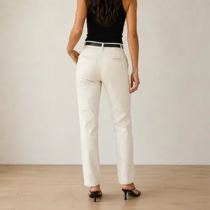 Calvin Klein Jeans Cream Khaki High Rise Straight Leg Pants Size 2 90s thumbnail 3