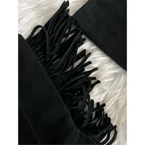 Nine West suede leather boots, size 6 1/2 with fringe cowgirl outfit thumbnail 7