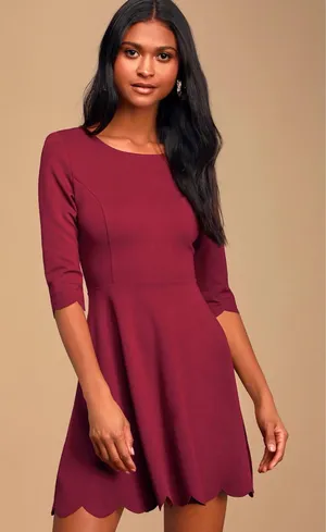 Lulus Cumulonimbus Clouds Burgundy Skater Dress Medium thumbnail 1