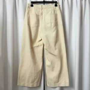 SheIn Light Cream Beige High Waisted Straight Leg Cotton Baggy Pants thumbnail 2