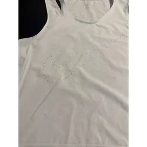 Nike Dri-FIT Womens Tank Top Medium Gray Perforated Swoosh High Low Hem Athletic thumbnail 2
