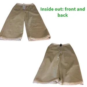 Haute Couture Beige Herringbone Pattern Wide Leg Gaucho Pants (S) thumbnail 9