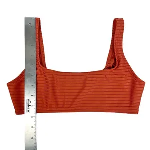 Aeropostale Burnt Orange Ribbed Swim Bikini‎ Bralette Top Size Small thumbnail 4