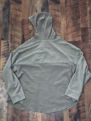 Women’s Hooded Button-Front Jacket in Olive Green Cotton Medium thumbnail 5