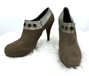 Stuart Weitzman size 6.5‎ M GW94598 platform heeled booties taupe suede thumbnail 1