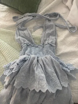 Halter Tie Baby Blue Mini Dress thumbnail 1