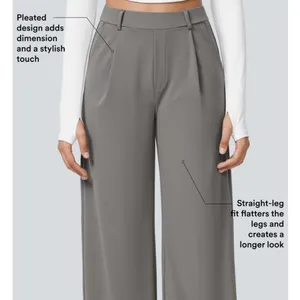 Halara Flex™ DayStretch High Waisted Pocket Straight Leg Work Pants Gray Medium thumbnail 7