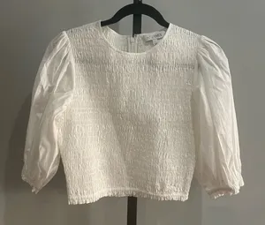 Intermix White Ruched Women's Top Size Large thumbnail 1