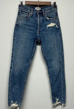 AGOLDE Jamie High Rise Classic Jeans‎ Grade Distressed Medium Wash 25 thumbnail 1