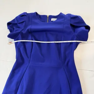 Calvin Klein Royal Blue Tulip Sleeve Stretch Crepe Sheath Dress Size 4 thumbnail 10