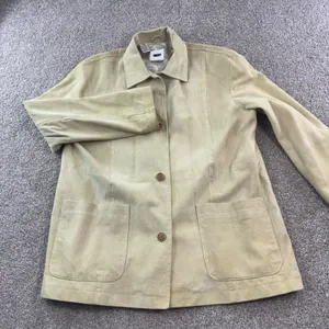 DKNY Classic Beige Suede Blazer Jacket Womens‎ Size Medium Button Front Pockets thumbnail 1