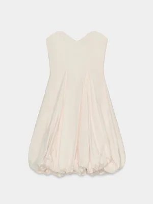 ZARA Strapless Bubble Hem Mini Dress in Light Pink thumbnail 5