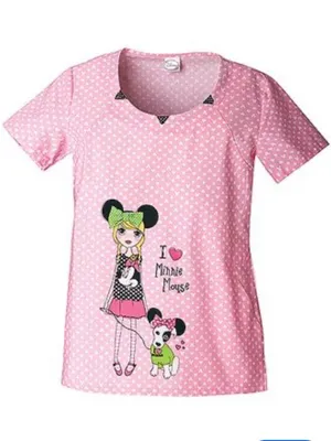 Disney Pink Minnie Mouse Heart-Print Short Sleeve Pajama Top thumbnail 1