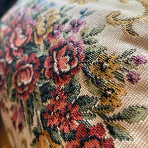 Vintage petit point needlepoint floral handbag clutch thumbnail 7