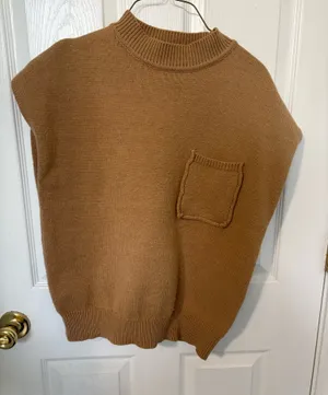 Timing Brown cap sleeve sweater top thumbnail 1