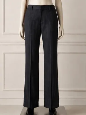 Anne Klein Wool Blend Charcoal Pinstripe Wide Leg Dress Pants 14 thumbnail 2