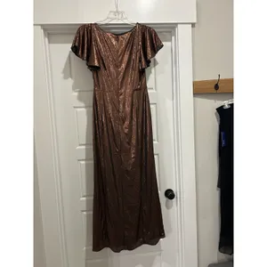 Sugarlips Sz Large Rina Metallic Aspen Dress Formal Wedding Gala Stretch Bronze thumbnail 4