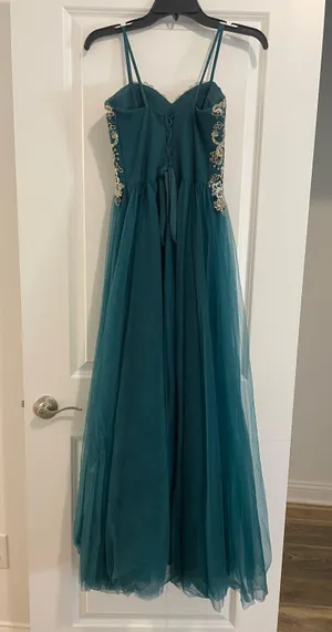 Windsor Green Strapless Prom Dress thumbnail 6