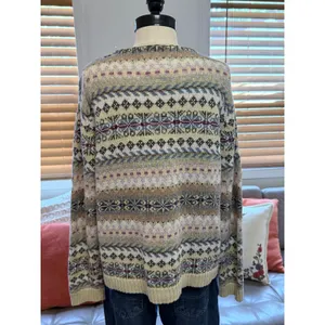 Vintage Fair Isle Cardigan Heirloom Collectibles Sweater Ramie Cotton Large thumbnail 5