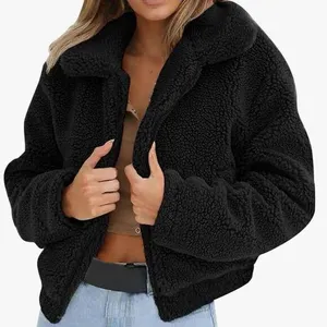 Zara Black Shearling cropped faux fur jacket coat thumbnail 1