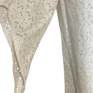 BUDDYLOVE Cream Floral Lace Kaftan Dress Fringe Hem Boho Kimono Sleeve EUC Small thumbnail 3