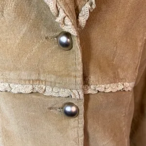 Misha Y2K Vintage Tan Corduroy Floral Embroidered Sequin Blazer Jacket thumbnail 5
