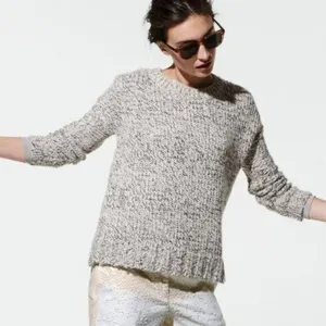 J. Crew Relaxed Fit Alpaca Chunky Cable Knit Long Sleeve Sweater M White Grey thumbnail 1