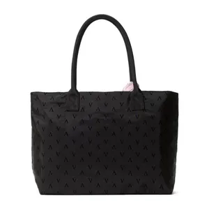 Victoria's Secret | Black Weekender Tote & Pink Scarf Set V Logo Embossed NWT thumbnail 2