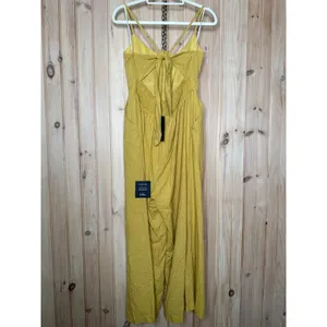 NWT Lulus Coastal Air Mustard Yellow Striped Tie-Back Culotte Jumpsuit Sz XL thumbnail 6
